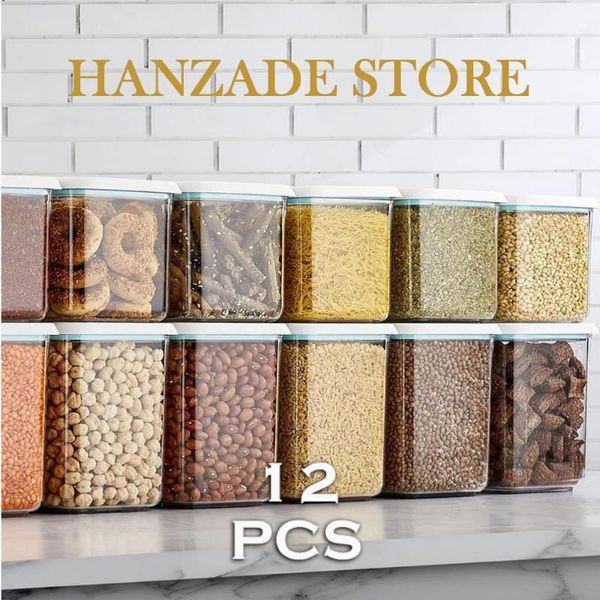 

storage bottles & jars 12 piece box kitchen pantry refrigerator organizer food vacuum rice pasta coffee candy european modern l