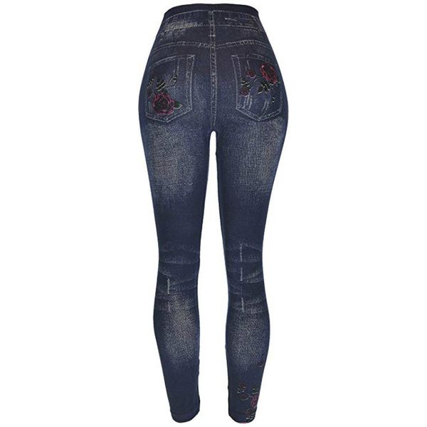 

leggings fashion rose and diamond seamless cotton plum blossom print women's summer imitation jeans capris js1, Black