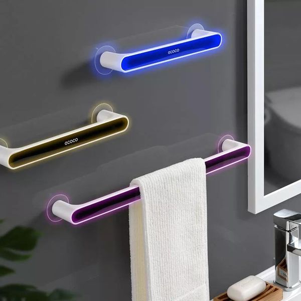 

self-adhesive towel holder rack wall mounted hanger bathroom organizer bar shelf hook kitchen wipes hanging shower curtains
