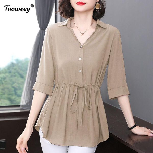 

women's blouses & shirts fashion woman blouse 2021 autumn women short sleeve chiffon shirt plus sze, White