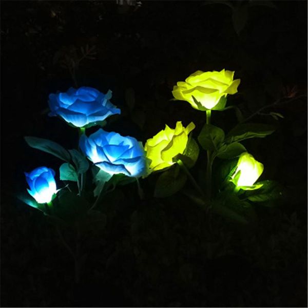 

solar lamps 3 head waterproof flower light rose lamp led garden decor outdoor landscape lawn patio yard