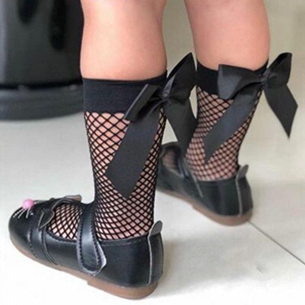 

baby girls kids mesh socks 2021 bow fishnet ankle high lace fish net vintage back short sock girl summer wear, Pink;yellow