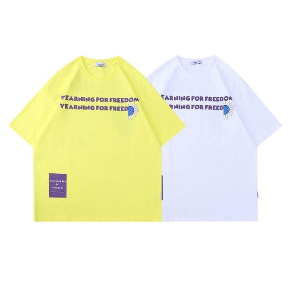 

men's t-shirts 2021 solid color letter printing and women's short-sleeved couple loose t-shirt high street dance, White;black