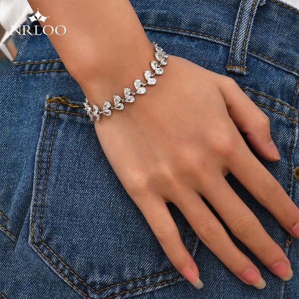 

link, chain full of water drops leaf bracelet shiny cubic zirconia women bracelets bangles for brides fashion cz engagement wedding jewelry, Black