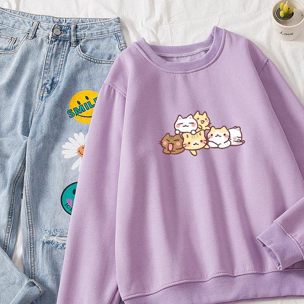 

womens korean harajuku warm hoodies women cute japanese anime ullzang for ladies o neck aesthetic 90s hoody feminino, Black