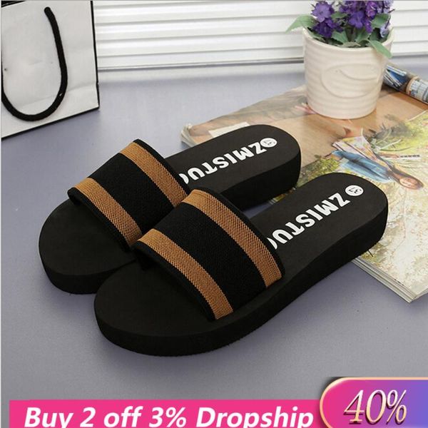 

slippers arrival women shoes platform bath wedge beach flip flops chaussures femme zapatos mujer 2022#f20, Black