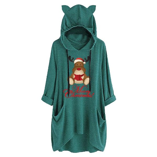 

women's hoodies & sweatshirts women christmas cartoon elk print hooded pullover casual pocket autumn loose drawstring sweatshirt sudad, Black