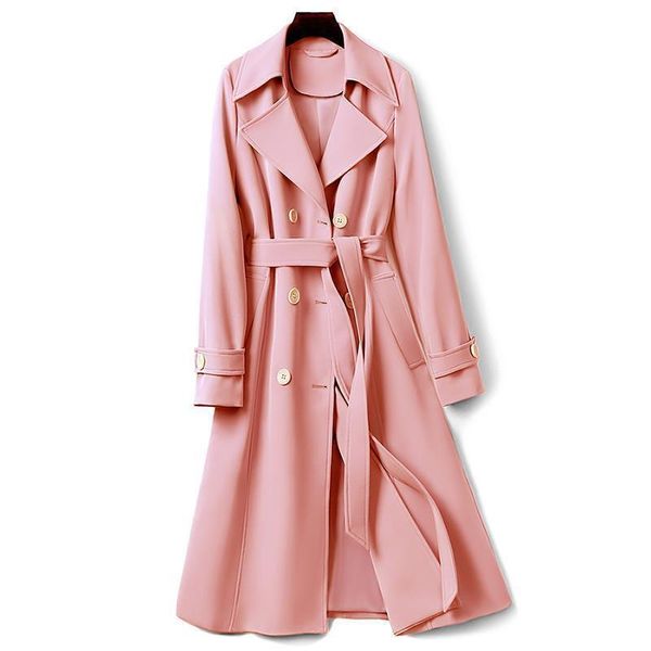 

women's trench coats outdoor sunscreen windbreaker 2021 spring summer autumn slim temperament coat over knee, Tan;black