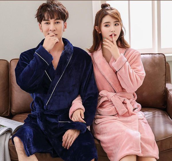 

women's sleepwear lovers coral fleece kimono bathrobe gown nightwear autumn winter women nightgown casual intimate lingerie, Black;red