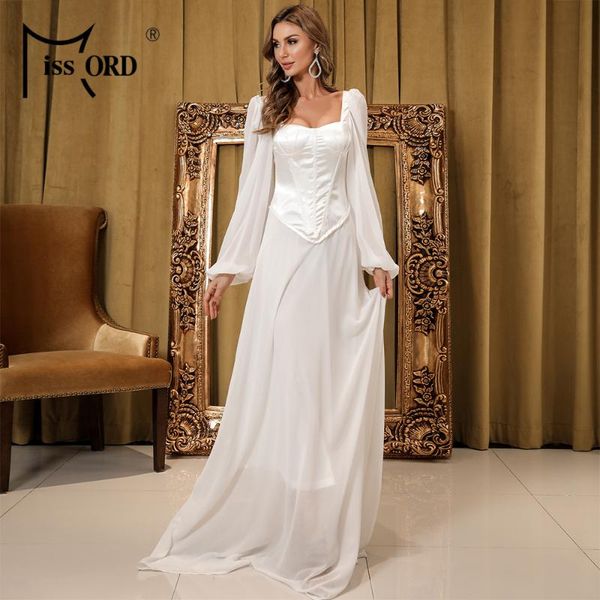 

missord 2021 vintage long sleeve backless party dress women floor-length solid color elegant maxi m0990 casual dresses, Black;gray