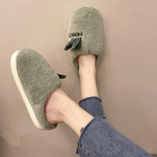 

slippers 2021 cotton women winter outdoor couple cold-proof casual shoes plush comfortable warm man footwear big size, Black