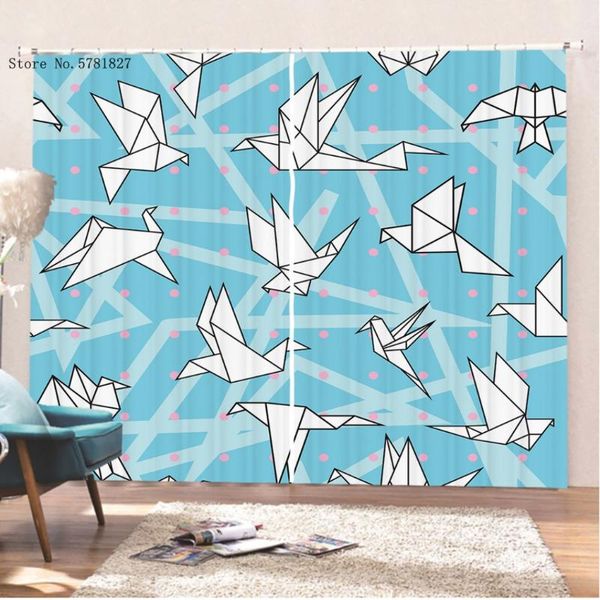 

curtain & drapes thousand paper cranes window curtains 3d printed sailboat cartoon colorful treatments for living room
