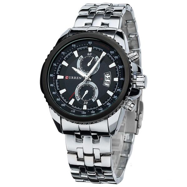 

wristwatches curren fashion man's wristwatch stainless steel strap quartz watch men luminous, calendar, Slivery;brown