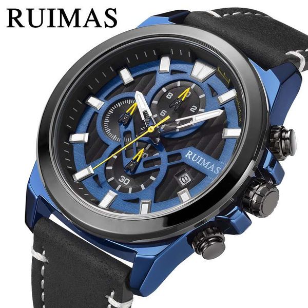 

wristwatches ruimas waterproof sport man's wristwatch quartz hardlex mirror grate quality watches men luminous, calendar, swatch, Slivery;brown