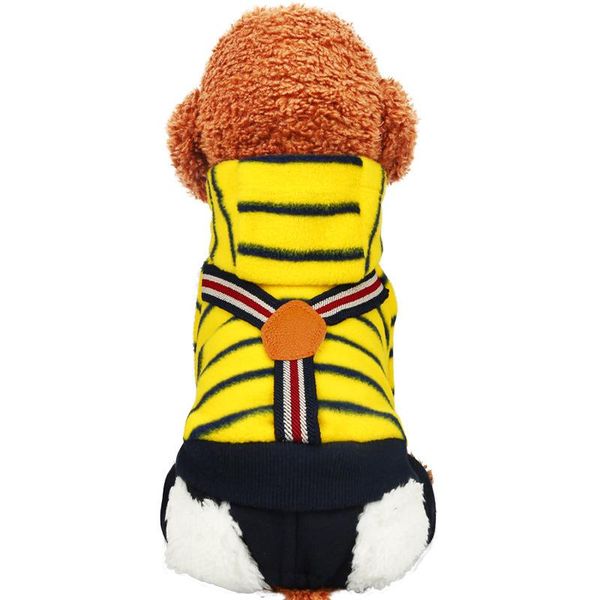 

dog apparel y-line striped bib teddy clothes autumn and winter pet warm soft overalls for dogs