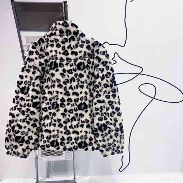 

women's jackets women winter lamb fleece jacket fashion causal coats leopard print black outerwear stand collar warm windproof outer jk, Black;brown