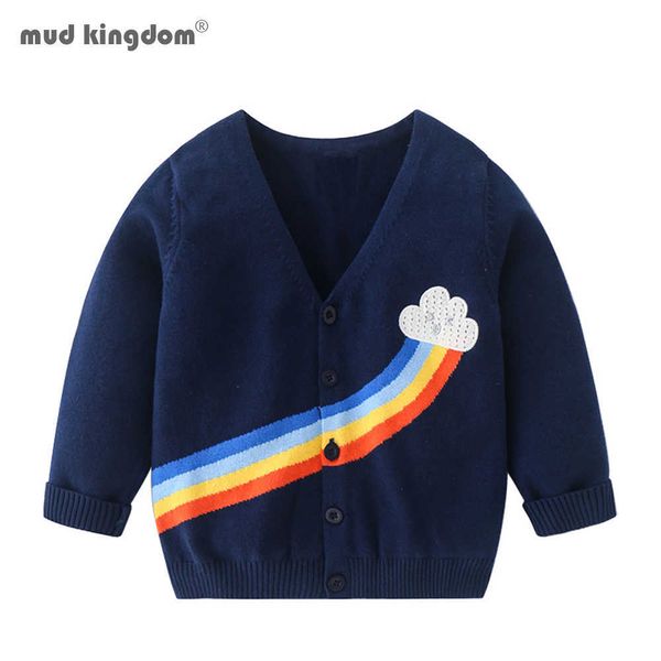 Mudkingdom meninos blusas coloridos arco-íris de algodão malha casacos 210615