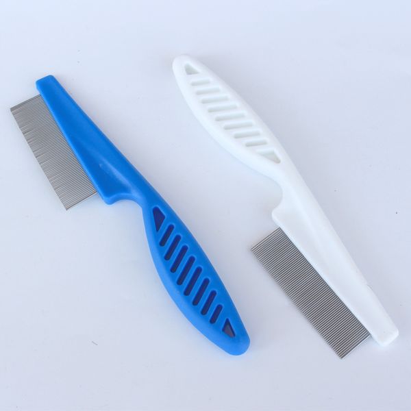 100 pz Strumenti di bellezza per cani e gatti Metallo Nit Testa Capelli Pet Pidocchi Pettine a denti fini Pulce Pulce Maniglia RH0741