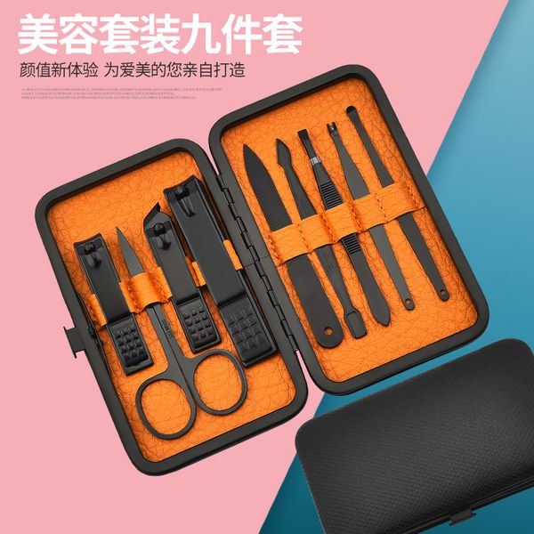 

stainless steel nail clipper set, 9-piece manicure tools set