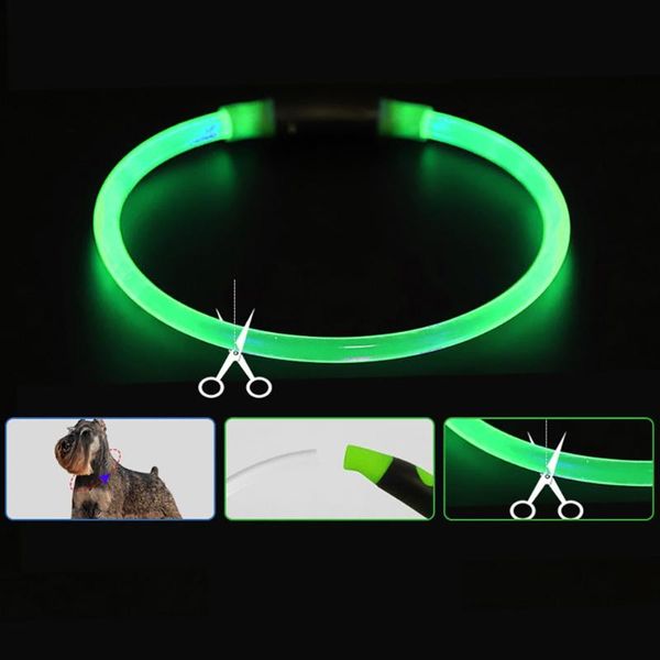 

led dog collar anti-lost pet cat night outdoor walking silicone lamp for dogs puppies collars leads supplies & leashes