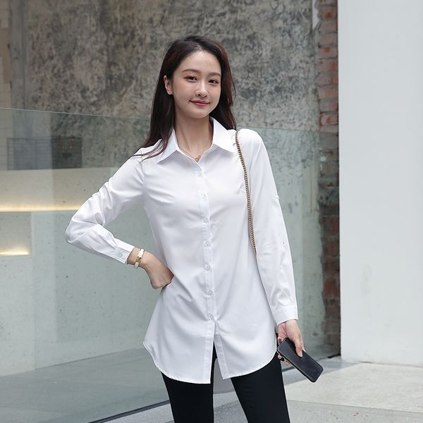 

women's blouses & shirts summer korean fashion long sleeve shirt wome blue pink white blouse women plus size 4xl 5xl ladies