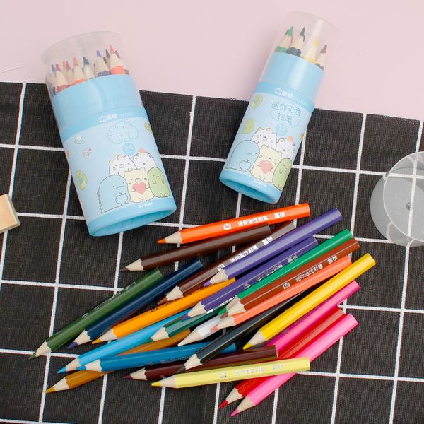 

painting pens 12 mini lead corner cartoon biological group 24 barrel color pencil painting graffiti pen gift, Black;red