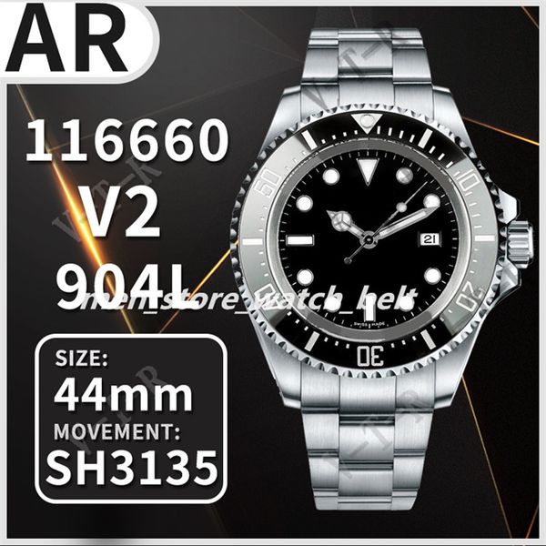 

2021 n v11 sa3135 automatic 116660 mens watch black ceramics bezel black dial 904l steel sea-dweller bracelet edition watches ptrx new men w, Slivery;brown
