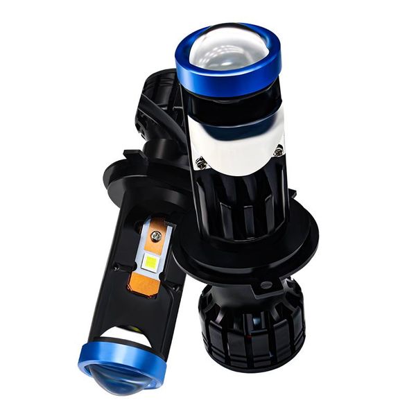 

car headlights h4 mini bi led projector lens high low beam lamps 10000lm headlight bulbs 6000k 12v lhd