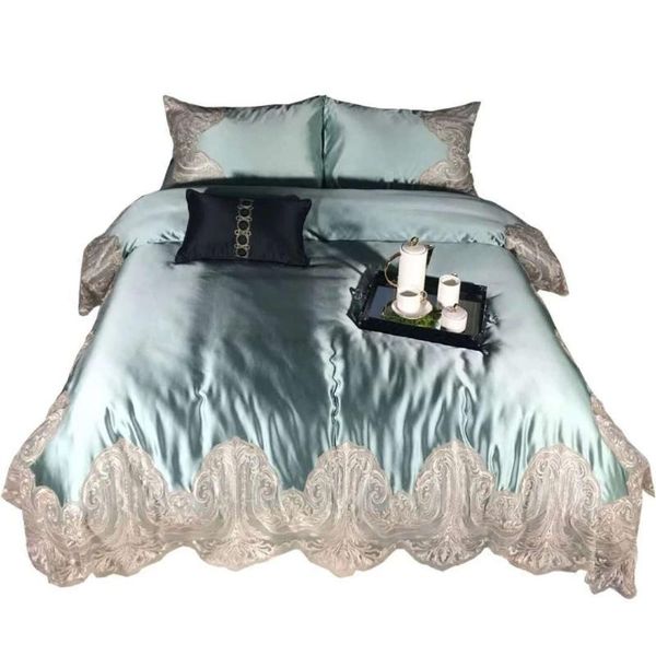 

bedding sets luxury european style lace embroidery light-colored 120s set duvit cover bed sheet & king size of 4 pieces