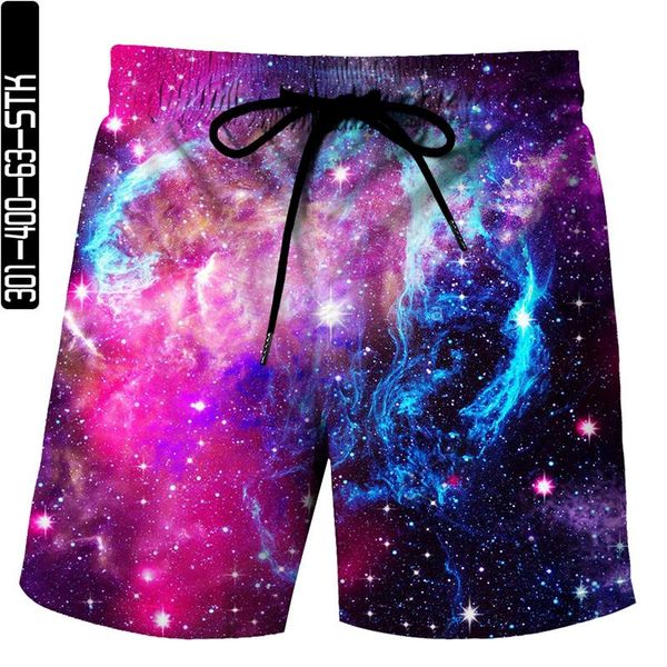 

summer 3d men/women shorts beach pants casual drawstring running sweatpants hip hop street outer space shine men's, White;black