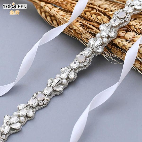 

wedding sashes ueen s472 rhinestone opal pearl belt bride bridesmaid elegant style accessories, White