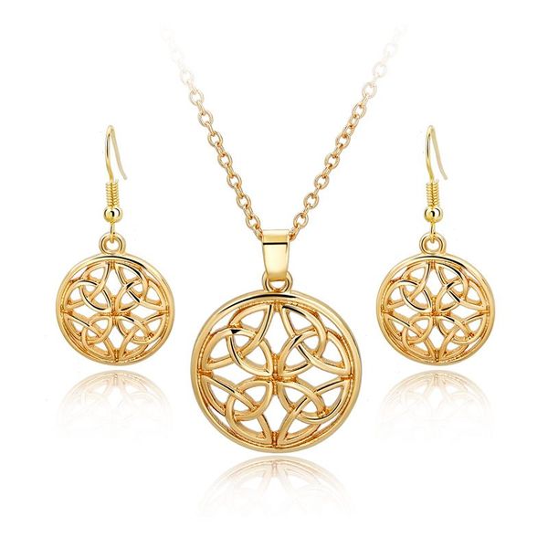

earrings & necklace attractto arrival gold color pendant set luxury round jewelry for women statement set160004, Silver