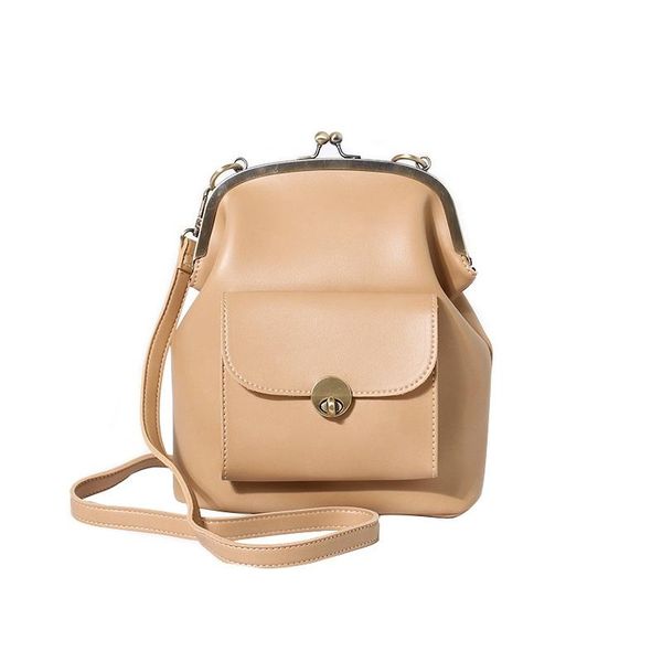 

vintage women shoulder bags korean style metal buckle clip ladies handbags pu leather lady sling bag female crossbody black