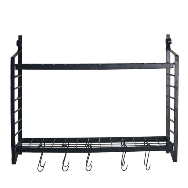 

hooks & rails 1 set pot rack sturdy 2-tiered prime durable organizer for kitchen