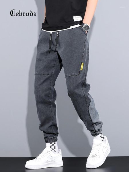 

cargo pants overalls french cebrodz2021 summer logo loose beam foot trousers jeans men leisure men's, Black