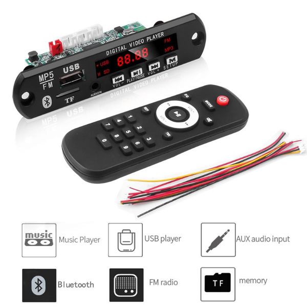 

car video mp3 mp5 player detector board bluetooth 5.0 audio module support usb tf wav mp4 function lossless decoding kit