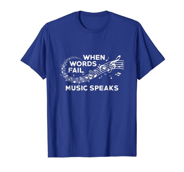 

when words fail, music speak graphic novelty shirt, White;black