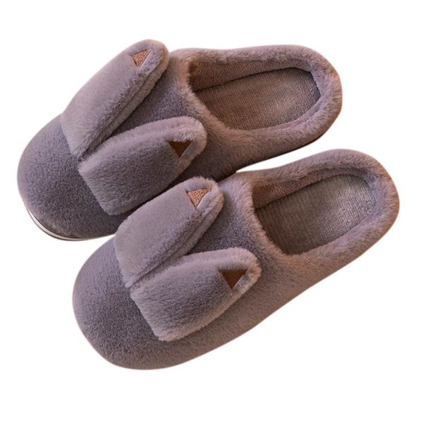 

slippers women animal ears hyoma cotton slipper round toe winter snow shoes hausschuhe damen, Black