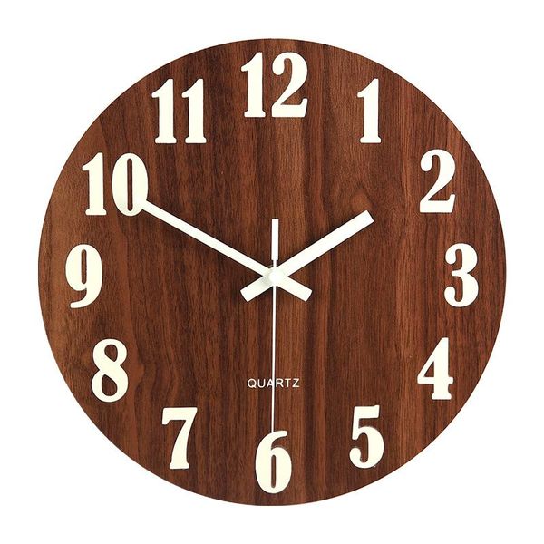 

wall clocks silent clock night light watch wood simple hanging garden round klokken wandklokken vintage gg50gz