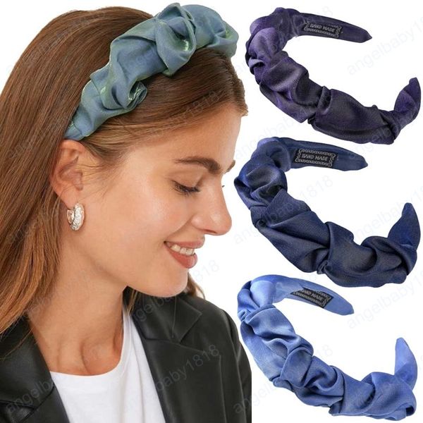 

fabric pleated hair hoop women fashion hair band headbands elastic shiny color bezel hairbands hair accessories, Slivery;white