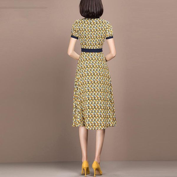 

party dresses spring summer 2021 latest casual short sleeve yellow plaid dress women, White;black