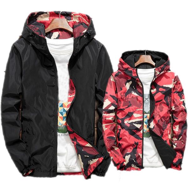 

men's jackets men women hoody double side jacket waterproof outdoor sports coats male windbreaker casual spring autumn outerwear, Black;brown