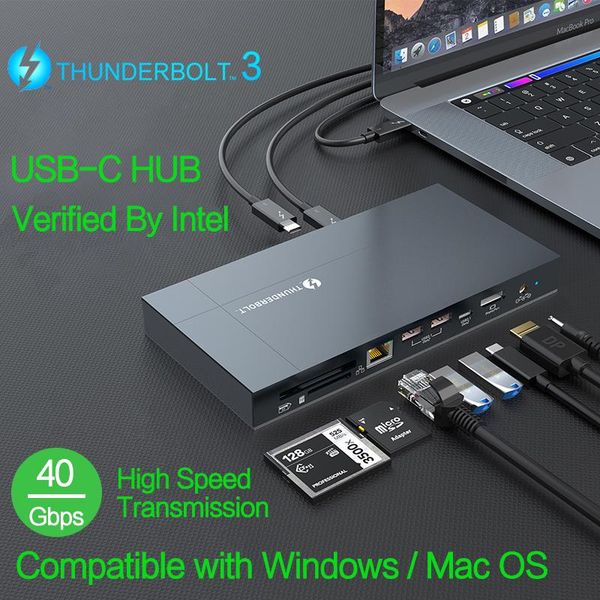 

hubs thunderbolt 3 40gbps usb c hub to 8k displayport type usb-c cable splitter multi port thunderbolt3 dock for lappc desktop