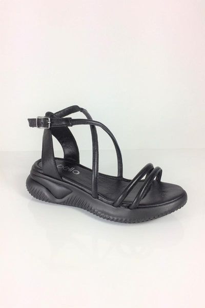

sandals genuine leather sports, Black