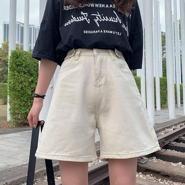 

woman jeans shorts clothes high waisted 2021 summer streetwear baggy wide leg vintage fashion the black harajuku pants women's, Blue