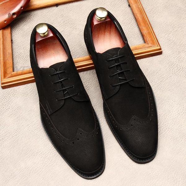 

dress shoes black oxford for men suede leather brogues lace up formal genuine wedding business luxury shoe q47w