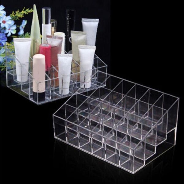 

storage boxes & bins 24 grid lipstick box acrylic makeup organizer nail polish display stand holder cosmetic