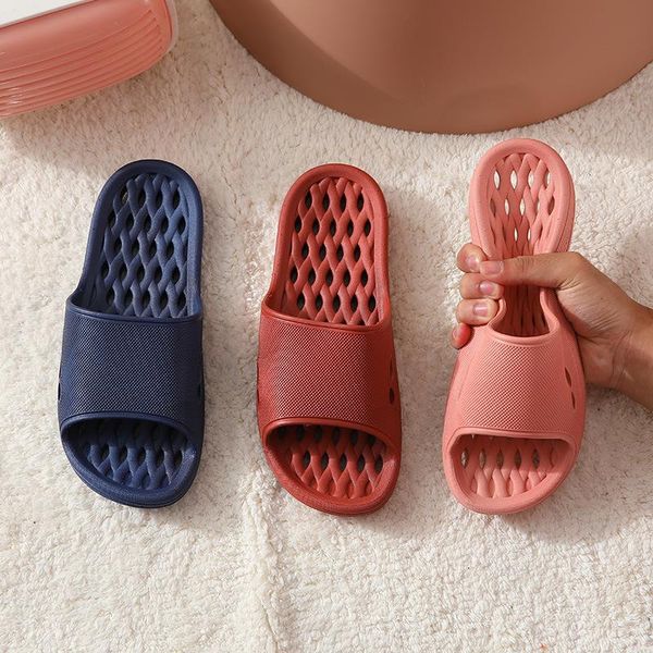 

slippers home wholesale four seasons bath leaking for men and women indoor hollow non-slip couple bathroom sandals, Black