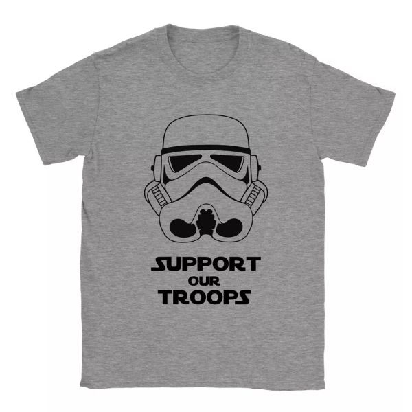 

support our troops mens t-shirt - storm trooper cool gift stars present wars, White;black