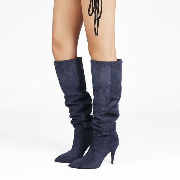 

boots women shoes high heel knee for autumn and winter, Black